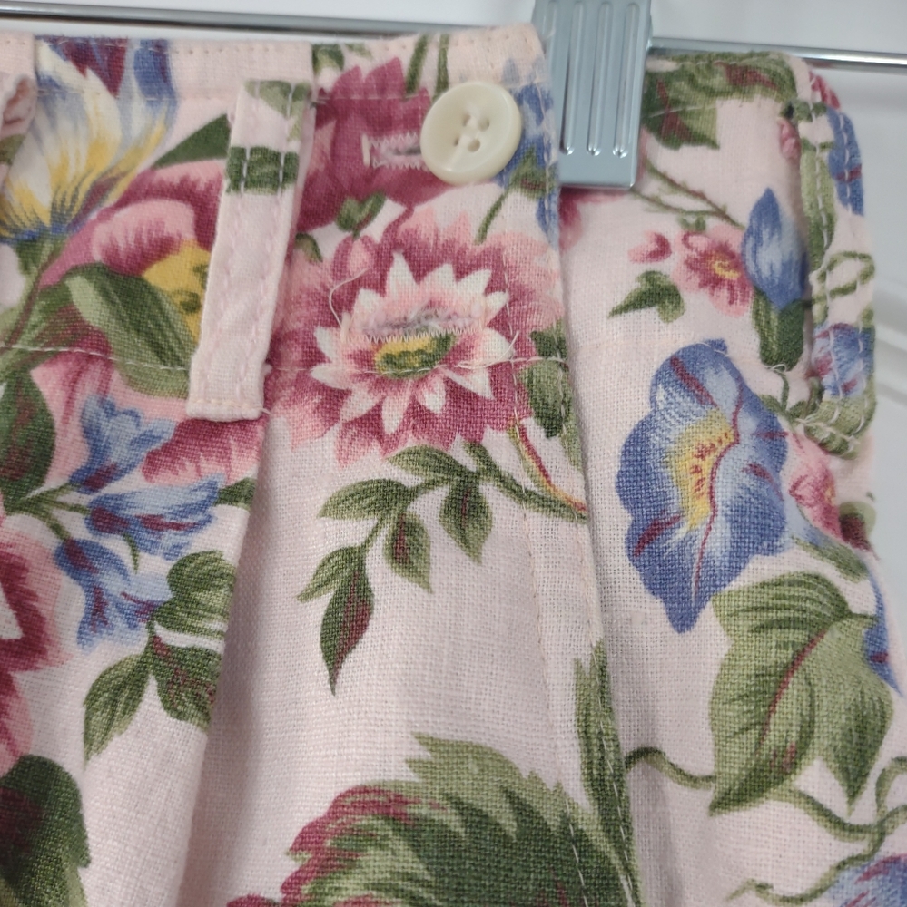 Bushwacker Womans Skirt Size 6 Pink Colorful Floral Print Linen Cotton Blend - Picture 8 of 11